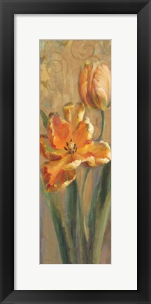 Framed Parrot Tulips on Gold I Print