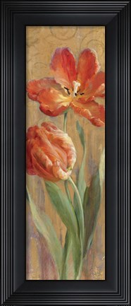 Framed Parrot Tulips on Gold II Print