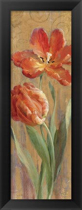 Framed Parrot Tulips on Gold II Print