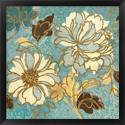 Framed Sophias Flowers I Blue Print