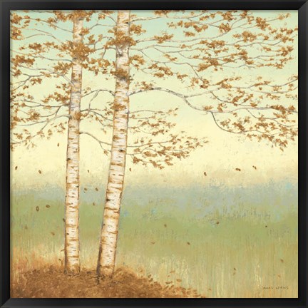 Framed Golden Birch I with Blue Sky Print