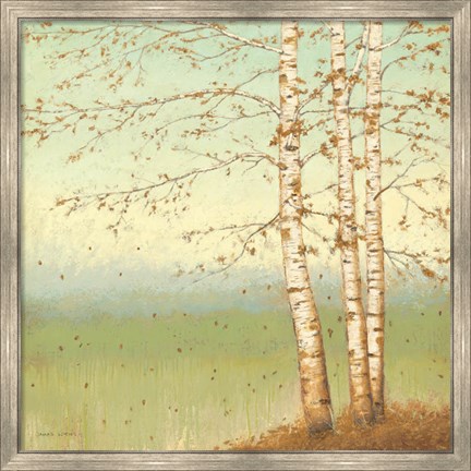 Framed Golden Birch II with Blue Sky Print