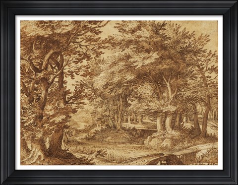 Framed Forest Landscape with a Distant Castle Print