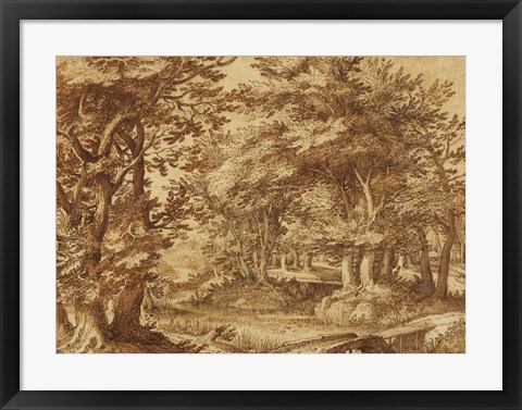 Framed Forest Landscape with a Distant Castle Print