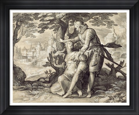 Framed Young Woman Assisted by a Gentleman Print