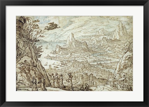 Framed Extensive Estuary Landscape with the Story of Mercury and Herse Print