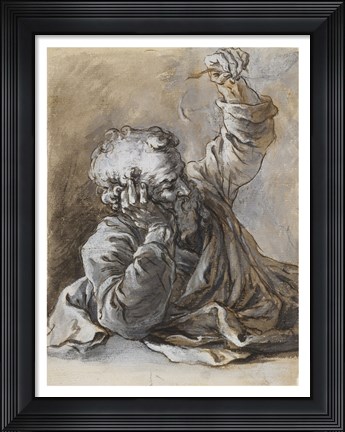 Framed Reclining Old Man Print
