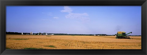 Framed Combine in a field, Marion County, Illinois, USA Print