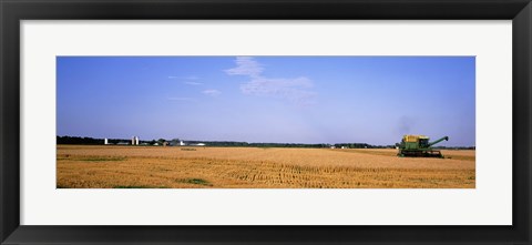 Framed Combine in a field, Marion County, Illinois, USA Print