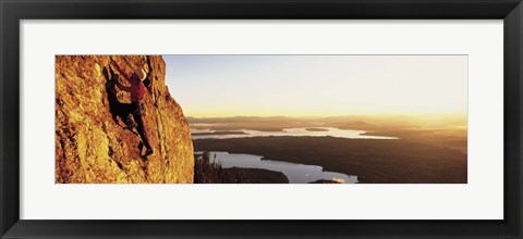 Framed USA, Wyoming, Grand Teton Park, climber Print