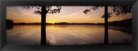 Framed Lake at sunrise, Stephen A. Forbes State Recreation Area, Marion County, Illinois, USA Print