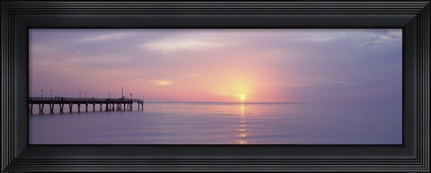 Framed Pier in the ocean at sunset, Caspersen Beach, Sarasota County, Venice, Florida, USA Print