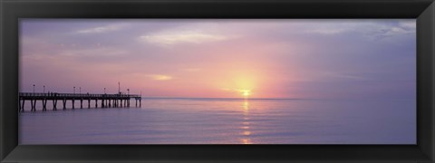 Framed Pier in the ocean at sunset, Caspersen Beach, Sarasota County, Venice, Florida, USA Print