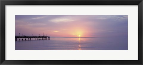 Framed Pier in the ocean at sunset, Caspersen Beach, Sarasota County, Venice, Florida, USA Print