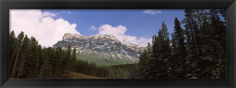 Framed Low angle view of a mountain, Protection Mountain, Bow Valley Parkway, Banff National Park, Alberta, Canada Print