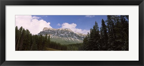 Framed Low angle view of a mountain, Protection Mountain, Bow Valley Parkway, Banff National Park, Alberta, Canada Print