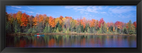 Framed Man in Canoe nr Antigo WI USA Print