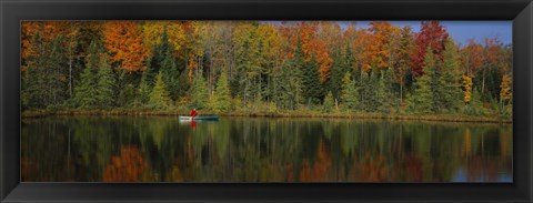 Framed Reflection of trees in water, near Antigo, Wisconsin, USA Print