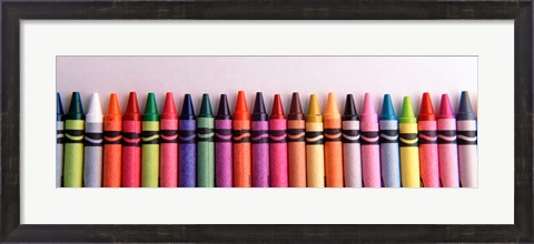 Framed Close-up of assorted wax crayons Print