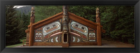 Framed Facade of a Clan House, Totem Bight State Historical Park, Ketchikan, Alaska, USA Print