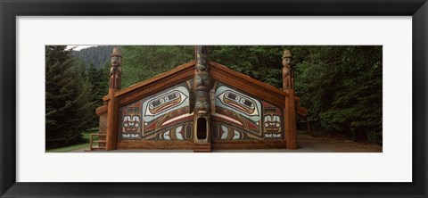 Framed Facade of a Clan House, Totem Bight State Historical Park, Ketchikan, Alaska, USA Print