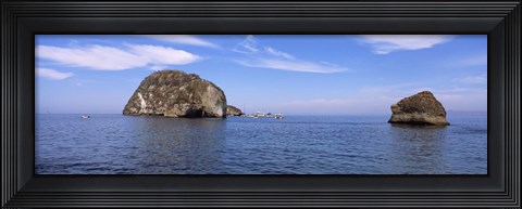 Framed Two large rocks in the ocean, Los Arcos, Bahia De Banderas, Puerto Vallarta, Jalisco, Mexico Print