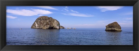 Framed Two large rocks in the ocean, Los Arcos, Bahia De Banderas, Puerto Vallarta, Jalisco, Mexico Print