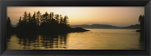 Framed Silhouette of trees in an island, Frederick Sound, Alaska, USA Print