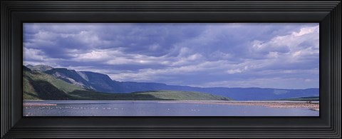 Framed Kenya, Lake Bogoria, Panoramic view of hills around a lake Print