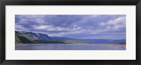 Framed Kenya, Lake Bogoria, Panoramic view of hills around a lake Print