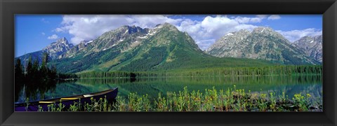 Framed Canoe Leigh Lake, Grand Teton National Park Print