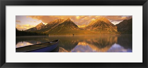 Framed Mountains Reflecting in Canoe Leigh Lake, Grand Teton National Park Print