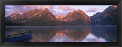 Framed Reflection of mountains in a lake, Leigh Lake, Grand Teton National Park, Wyoming, USA Print