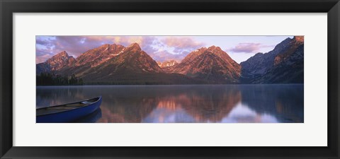 Framed Reflection of mountains in a lake, Leigh Lake, Grand Teton National Park, Wyoming, USA Print