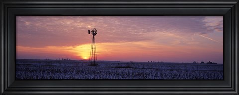Framed Windmill Cornfield Edgar County IL USA Print