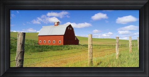 Framed Barn in a field Print