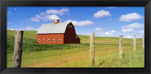 Framed Barn in a field Print