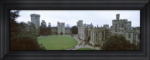 Framed High angle view of buildings in a city, Warwick Castle, Warwickshire, England Print