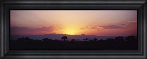 Framed Sunset over a landscape, Tarangire National Park, Tanzania Print
