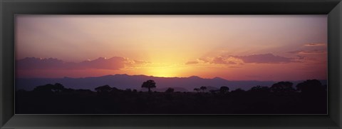 Framed Sunset over a landscape, Tarangire National Park, Tanzania Print