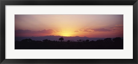 Framed Sunset over a landscape, Tarangire National Park, Tanzania Print