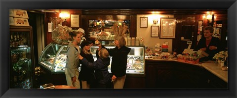 Framed Mother With Her Children In An Ice-Cream Parlor, Florence, Italy Print