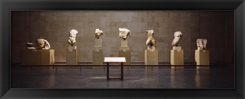 Framed Elgin Marbles display in a museum, British Museum, London, England Print