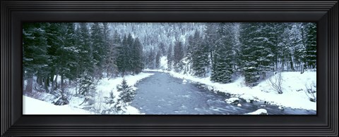 Framed USA, Montana, Gallatin River, winter Print