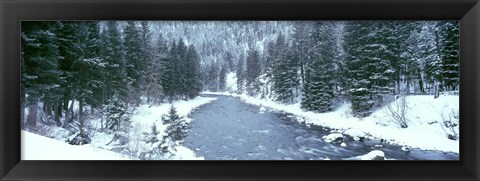 Framed USA, Montana, Gallatin River, winter Print
