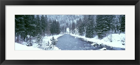 Framed USA, Montana, Gallatin River, winter Print