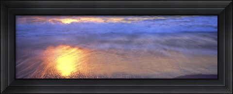 Framed Reflection of sun in water on the beach, La Jolla, California, USA Print