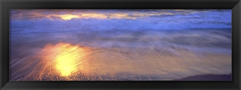 Framed Reflection of sun in water on the beach, La Jolla, California, USA Print