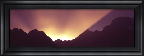 Framed Sunrise over mountains, Grand Teton National Park, Wyoming, USA Print