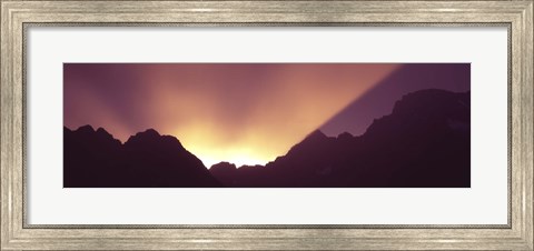 Framed Sunrise over mountains, Grand Teton National Park, Wyoming, USA Print